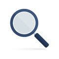 Magnifying glass flat icon. Magnifier blue search element.